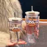 elvesmall -  600/900ml Sport Water Bottle With Straw Handle Cute Plastic Large Cup Drinking Ice Coffee Tea Juice Gym Travel Portable Cups
