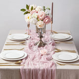 elvesmall  6PCS European Crease Cloth Table Runner Boho Style American Tabletop Decor Wedding Banquet Festive Birthday Party Table Path