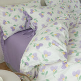 elvesmall  Pure Cotton Bedclothes Pastoral Style Bedsheets Set with Pillow Case 이불세트 Bedding Sets Queen Size for Home Single Bed Linen Sets