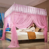 elvesmall  Embroidery Lace Palace Mosquito Net with Stainless Steel Bracket Square Princess Mosquito Tent for Bed Double Bed Nets Canopy
