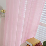 elvesmall Pink Short Sheer Tulle Curtain Semi-Blackout Kitchen Cabinet Coffee Rod Pocket Pleat Curtains Door Window Screens Voile Drapes