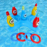 elvesmall Inflatable Pool Bowling Toss Game Inflatable Floating Hoops with Rings Outdoor Swimming Pool accessories Summer Water Play