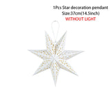 elvesmall Hollow Star Hanging Pendant Light Eid Mubarak Ramadan Kareem Decoration 2024 paper Lantern Islamic Muslim Party Supplies wedding