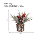 elvesmall 25cm Flocking PE Simulation Christmas Pine Cone Tree Decoration High-quality Home Window Desktop Ornaments Mini Christmas Tree