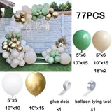 elvesmall 92pc Sage Green Balloons Garland Arch Kit White Gold Confetti Balloon Baby Shower Birthday Party Wedding Decoration Latex Globos