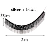 elvesmall Foil Fringe Tinsel Garland Creative 2M 4 Layers Foil Banner Birthday Party Wedding Decoration Christmas Home Wall Decor
