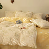 elvesmall Lace Style Bedding Set Pure Cotton Bed Sheets Set Girls Room Bedclothes Skin-friendly Duvet Cover Set for Home
