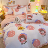 elvesmall Floral Style Bedsheet Set Ruffles Duvet Cover Sets with Pillowcase постельное белье Skin-friendly Bedding Home Bed Linen Sets