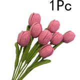 elvesmall Hand Woven Tulip Crochet Flower Diy Hand-knitted Flower Bouquet Wedding Party Decoration Home Table Decoration Festival Gifts