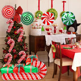 elvesmall Christmas Candy Cane Foil Balloons Xmas Red Green Sweet Candies Balloon Christmas Gift Box Ballon Birthday Party Home Decoration