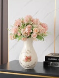 elvesmall Ceramic Vase 3D Stereoscopic Dried Flowers Arrangement Wobble Plate Living Room Entrance Ornaments Home Decorations