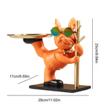 elvesmall  Bulldog Cool Sculpture Dog Ornament Butler Storage Box with Tray Nordic Table Decoration Resin Animal Sculpture Coin Piggy Bank