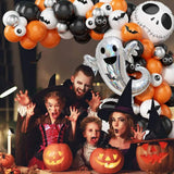elvesmall 94 Piece Halloween Balloon Wreath Arch Set with Black and Orange Colorful Confetti Eyeball Balloons, Suitable for Halloween Part