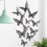 elvesmall 12 Pieces 3D Hollow Butterfly Wall Sticker Bedroom Living Room Home Decoration Paper Butterfly