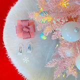 elvesmall  1pcs White Christmas Tree Skirt 78/90/122cm Plush Faux Fur Xmas Tree Carpet Decoration Ornament New Year Navidad Home Deco
