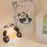 elvesmall  Cartoon Lovely Giant Panda Scented Magnetic Strip Candlestick Tea Wax Candlestick Decoration Candle Valentine's Day Gift