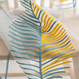 elvesmall  Pastoral Yellow Leaves Embroidery Sheer Curtain for Living Room Voile Drape Kitchen Window Home Decoration Grommet Ring #E