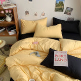 elvesmall 3pcs Duvet Cover Microfiber Solid Color Bedding Set Yellow Comforter Cover with 2 Pillowcase Modern Home Bedroom Quilt Cover
