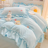 elvesmall Winter Velvet Duvet Cover Set Thick Warm Double-sided Plush Quilt Cover Bed Sheet Pillowcase Home Textile Bedding Set 4pcs