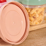 elvesmall 8 Pcs 500ml Round Food Fresh Keeping Box Kitchen Refrigerator Storage Container Fruits Snacks Sealed Jar Microwave Heating