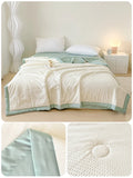 elvesmall  Double-sided Air Conditioner Comforter Solid Summer Quilt Blanket bed cover seersucker quilt single double bedding