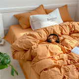 elvesmall INS Style Bedding Comforter Cover Set with Pillowcase bed sheet Single Full Bed Linen Orange Duvet Cover Queen/King Double Bed