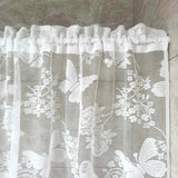 elvesmall 1pc Butterfly Lace Curtains for Kitchen Cafe Curtain Valance Door Panel Rustic Sheer Voile Window Treatment Valance