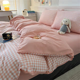 elvesmall Japan Style Stripe Queen Size Duvet Cover Set with Sheets High Quality Skin Friendly Bedding Set King Single Double Bedding Sets