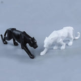 elvesmall Panther Statue Animal Figurine Abstract Geometric Style Resin Leopard Sculpture Home Office Desktop Decoration Crafts