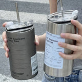 elvesmall  -  12oz 20oz Leak Proof Tumbler with Straw Stainless Steel Water Bottle Straw Cup Coffee Mug Vacuum Flask Double Wall Travel Mug