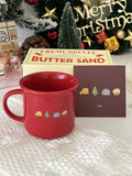 elvesmall  -  Creative Red Christmas Tree Graffiti Waisted Ceramic Mug Simple Handle Niche Design Household Heat-resistant Coffee Cup