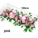 elvesmall 100cm DIY Wedding Flower Wall Decor Arrangement Supplies Silk Peony Rose Artificial Flower Row Decoration Wedding Arch Backdrop