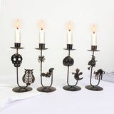 elvesmall Halloween Retro Creative Candle Holder Ornament Wrought Iron Candle Holder Happy Helloween Party Decor Trick Or Treat Party