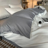 elvesmall  Bedding Set  Luxury Double-Sided Cool Feeling Ice Silk Washed Silk Nordic Style Duvet Cover Bed Sheet Summer Cool Quilt Set Gift