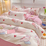 elvesmall Fashion Duvet Cover Set Korean Ins Style 2024 New Flat Sheet Pillowcase No Filler Kids Adult Bedding Set Twin Queen Bed Linen