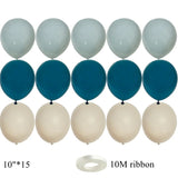 elvesmall 15/20PCS 10inch Retro Balloon Set Vintage Blue Series Balloons for Wedding Happy Birthday Party Decoration DIY Gifts Supplies