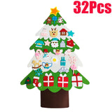 elvesmall  Felt DIY Xmas Tree Christmas Tree Gift with Fairy String Lights Detachable Ornaments Wall Hanging Xmas Decorations Accessories
