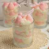 elvesmall Pink Strawberry Aromatherapy Candle Cream Cake Soy Wax Candles Gift Bedroom Sleep Aid Fragrance Ornaments Home Party Decor