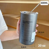 elvesmall  -  12oz 20oz Leak Proof Tumbler with Straw Stainless Steel Water Bottle Straw Cup Coffee Mug Vacuum Flask Double Wall Travel Mug