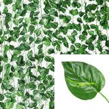 elvesmall  Artificial Green Ivy Leaf Rattan Creeper Leaves Vine Hanging Garland DIY Fake Flowers Plants for Garden Wedding Party Home Decor