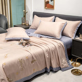 elvesmall  4pcs Satin Sheets Set Luxury Silky Satin Bedding Set with Deep Pocket, 1 Duvet cover+ 1 Flat Sheet + 2 Pillowcases