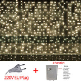 elvesmall LED Fairy String Lights Outdoor Waterproof Waterfall Street Garland Curtain Lights For Patio Christmas Wedding Party Decoration