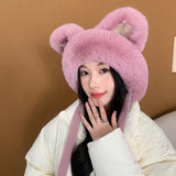 elvesmall Cute Fox Ear Plush Hat Children's Winter Plush Thickened Ear Protection Woolen Hat