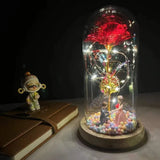 elvesmall  LED Enchanted Galaxy Rose Eternal 24K Gold Foil Flower With Fairy String Lights In Dome For Christmas Valentine's Day Gift