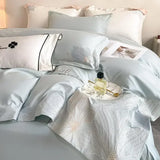 elvesmall Embroidery 100% Cotton Bedding Set Luxury Home Textile Duvet Cover Set 220x240 High End Hepburn Style Skin Friendly Bedding Sets