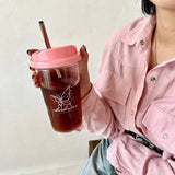 elvesmall -  Cute Butterfly Water Bottle With Filter Tritan Coffee  Juice Milk Tea Straw Cup Drink Bottle Portable Original Cups BPA Free