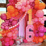 elvesmall 126pcs Hot Pink Orange Metallic Silver Balloon Garland Arch Kit for Summer Wedding Birthday Party Decorations Baby Shower Supply