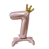elvesmall  32 Inch Silver Crown Standing Number Aluminum Film Balloon Baby Birthday Party Photo Decoration Props