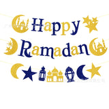 elvesmall Elegant Blue Eid Banner Happy Eid Mubarak Islamic Muslim Party Decor Ramadan Kareem Eid AL Adha Decor For Home