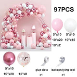 elvesmall 140pcs Retro Pink Balloons Kit Pink Rose Gold Latex Ballon Garland Arch Wedding Anniversary Valentine's Day Birthday Party Decor
